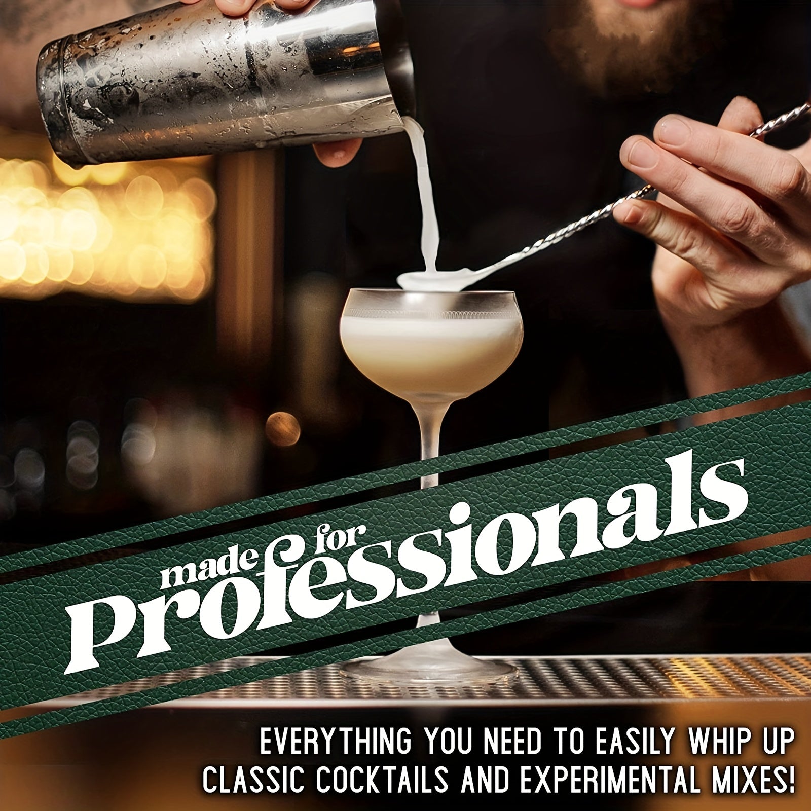 10-Piece Cocktail Set with Bamboo Stand 