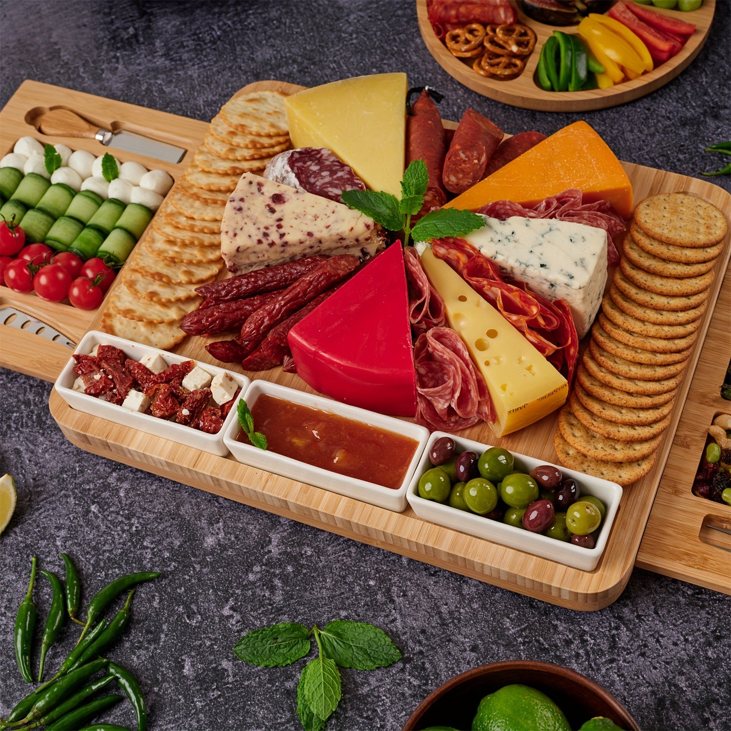 Bamboo cheese board set