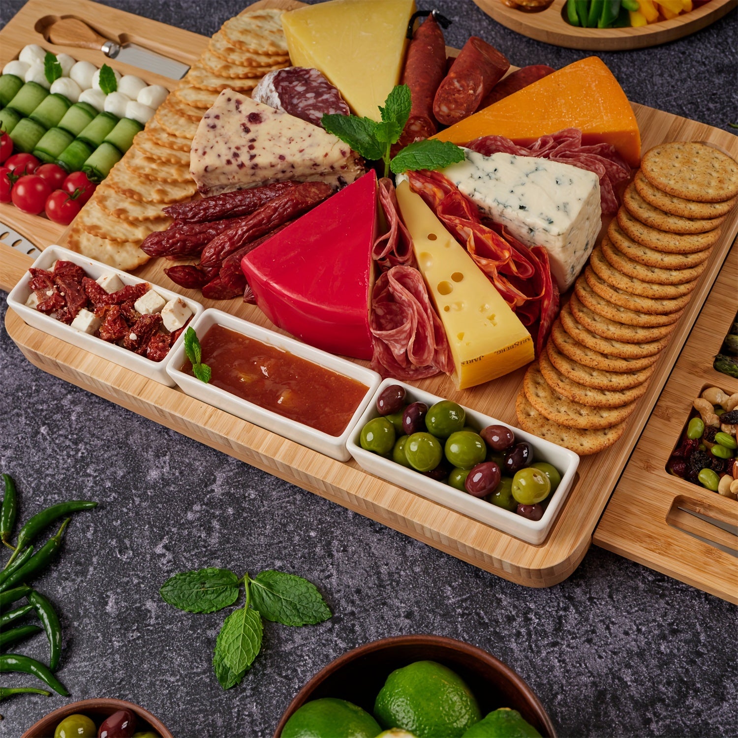 Bamboo cheese board set