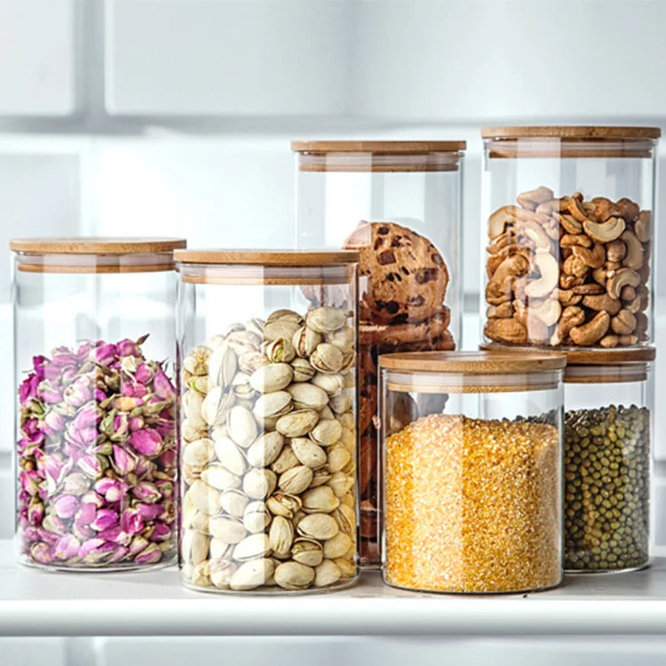 Airtight Glass Food Storage Jar with Bamboo Lid