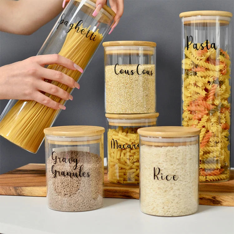 Airtight Glass Food Storage Jar with Bamboo Lid