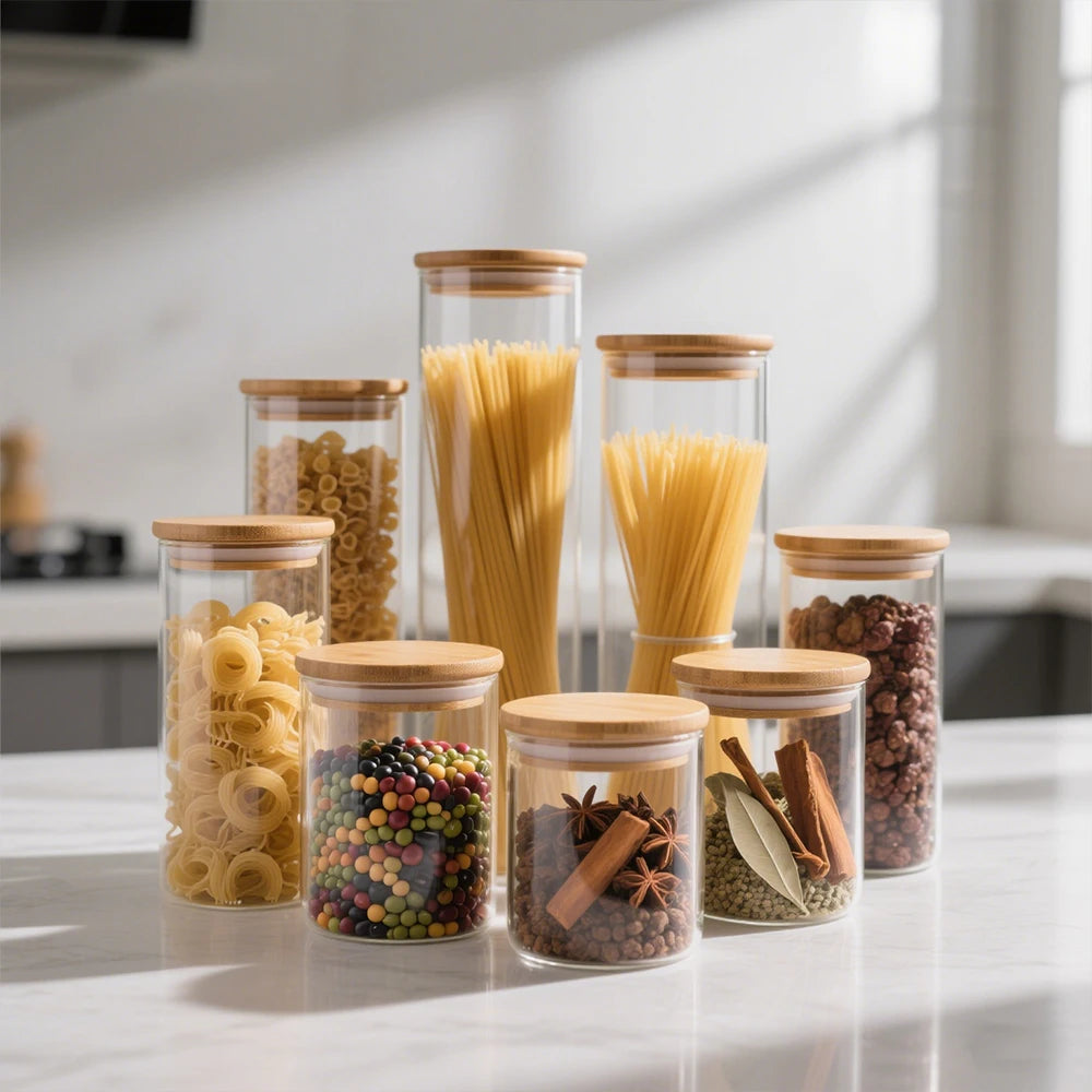 Airtight Glass Food Storage Jar with Bamboo Lid