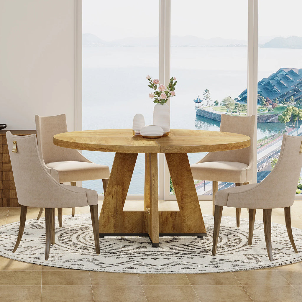 Bamboo Round Dining Table 47” – Eco-Friendly Farmhouse Table for 4–6 People