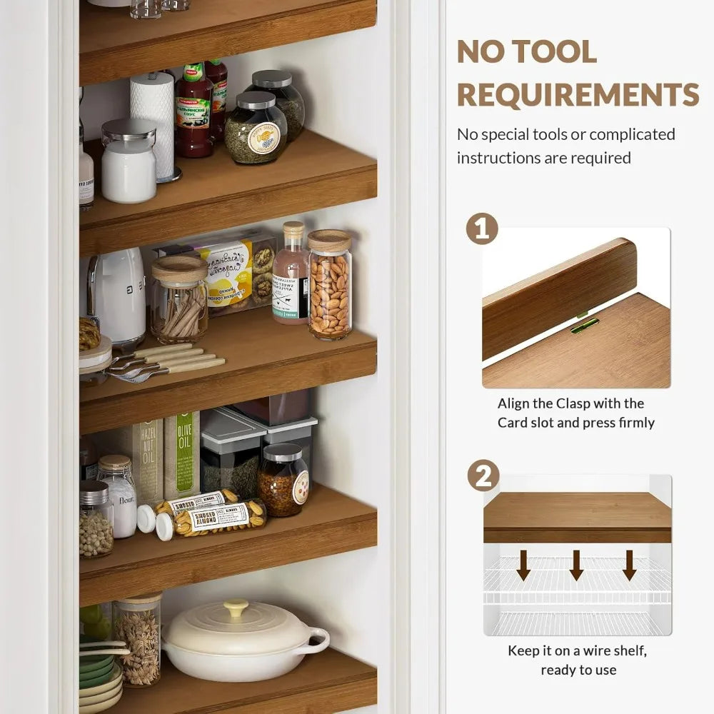 Bamboo Covers for Wire Shelves – Set of 4 | Pantry & Closet Shelf Covers