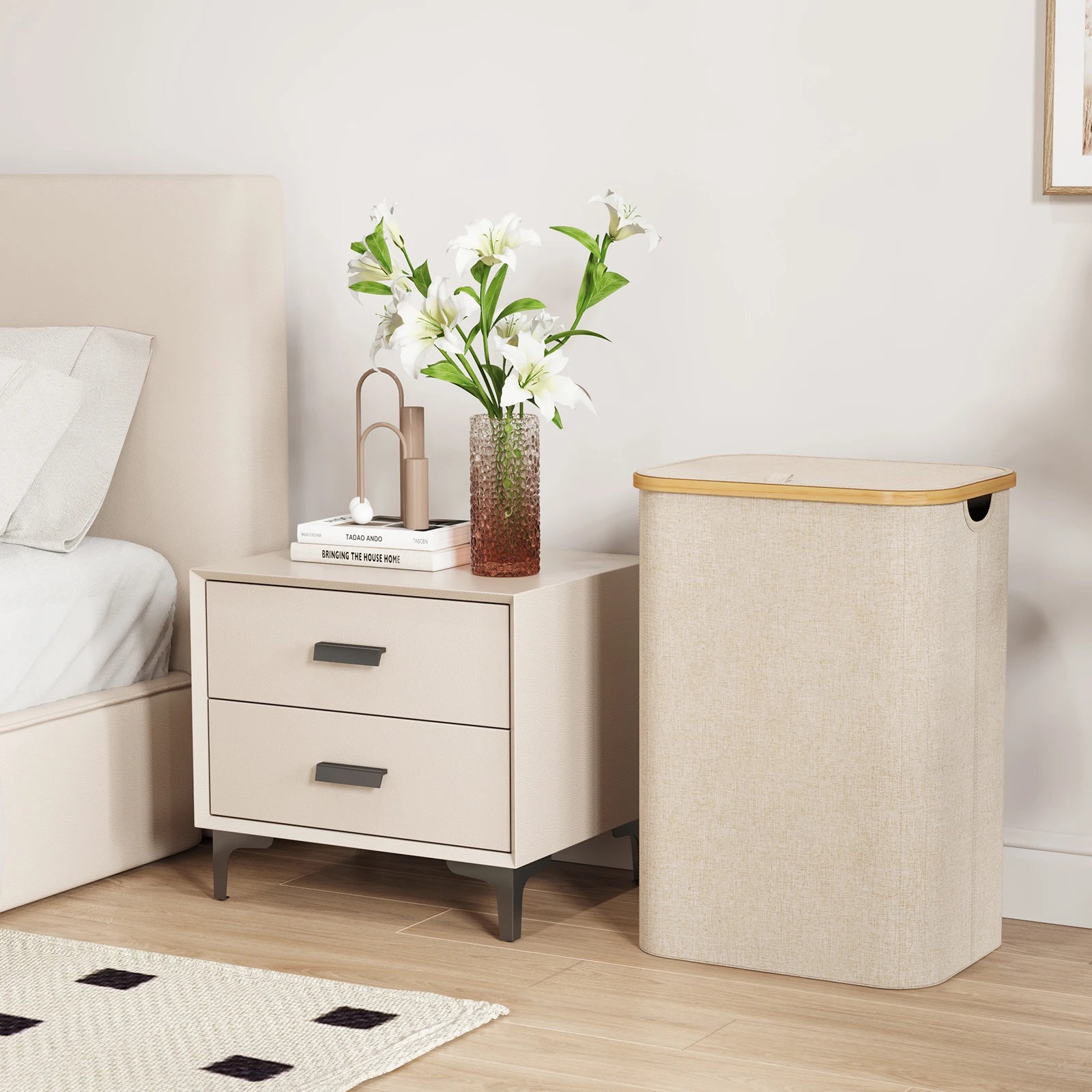 Laundry Basket with Lid – Large Clothes Hamper with Bamboo Handles for Laundry Room Organization