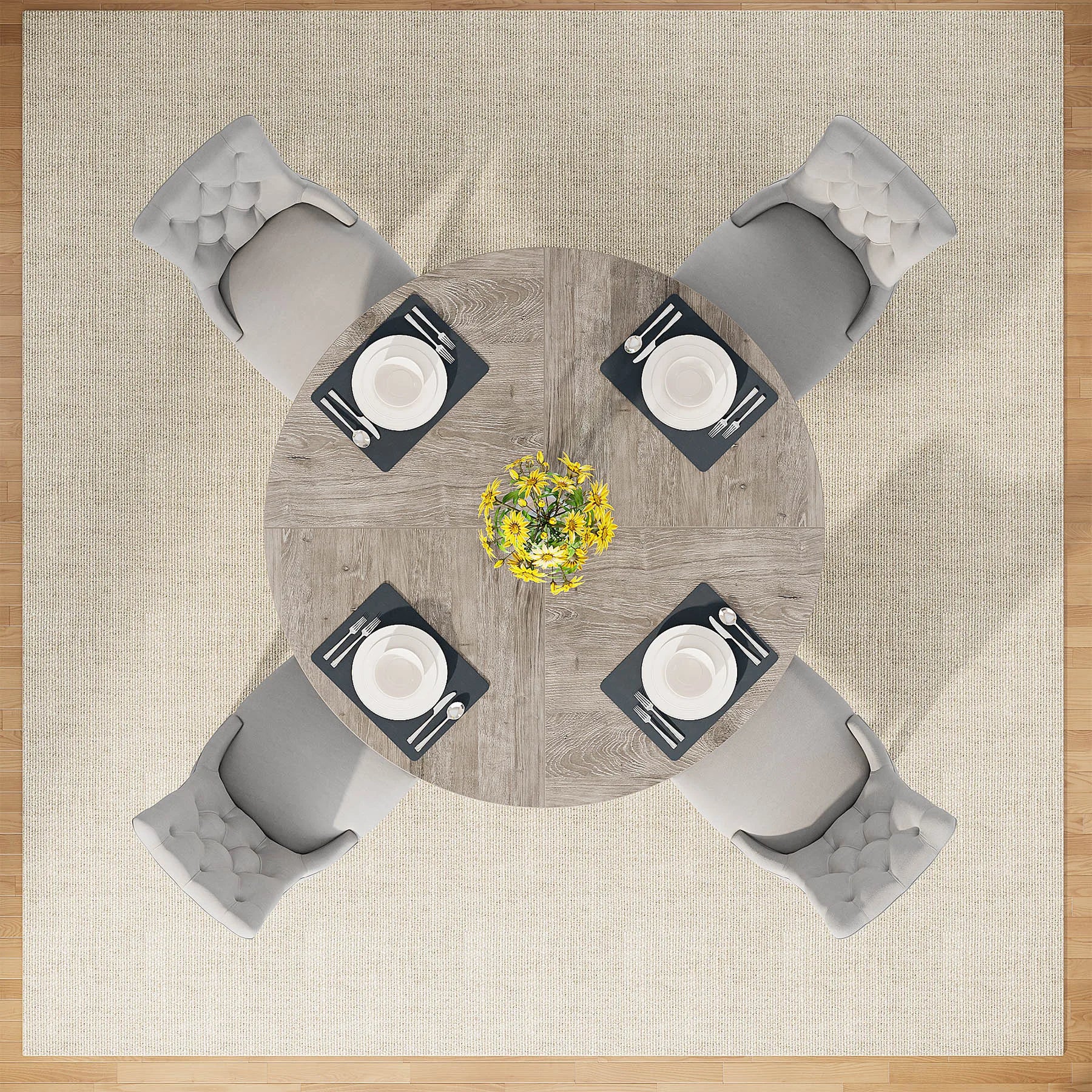 Bamboo Round Dining Table 47” – Eco-Friendly Farmhouse Table for 4–6 People