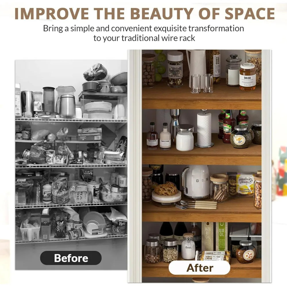 Bamboo Covers for Wire Shelves – Set of 4 | Pantry & Closet Shelf Covers