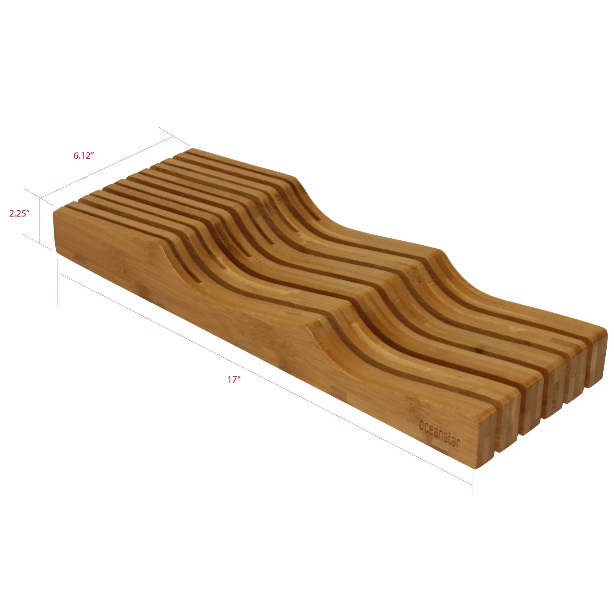 In-Drawer Bamboo Knife Organizer – Natural Wood, Space-Saving & Easy to Clean