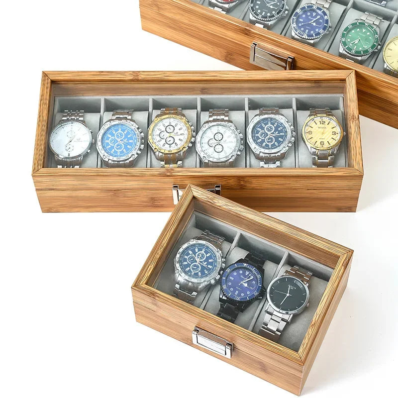 Bamboo Watch Storage Box – Premium Organizer for 3–12 Watches
