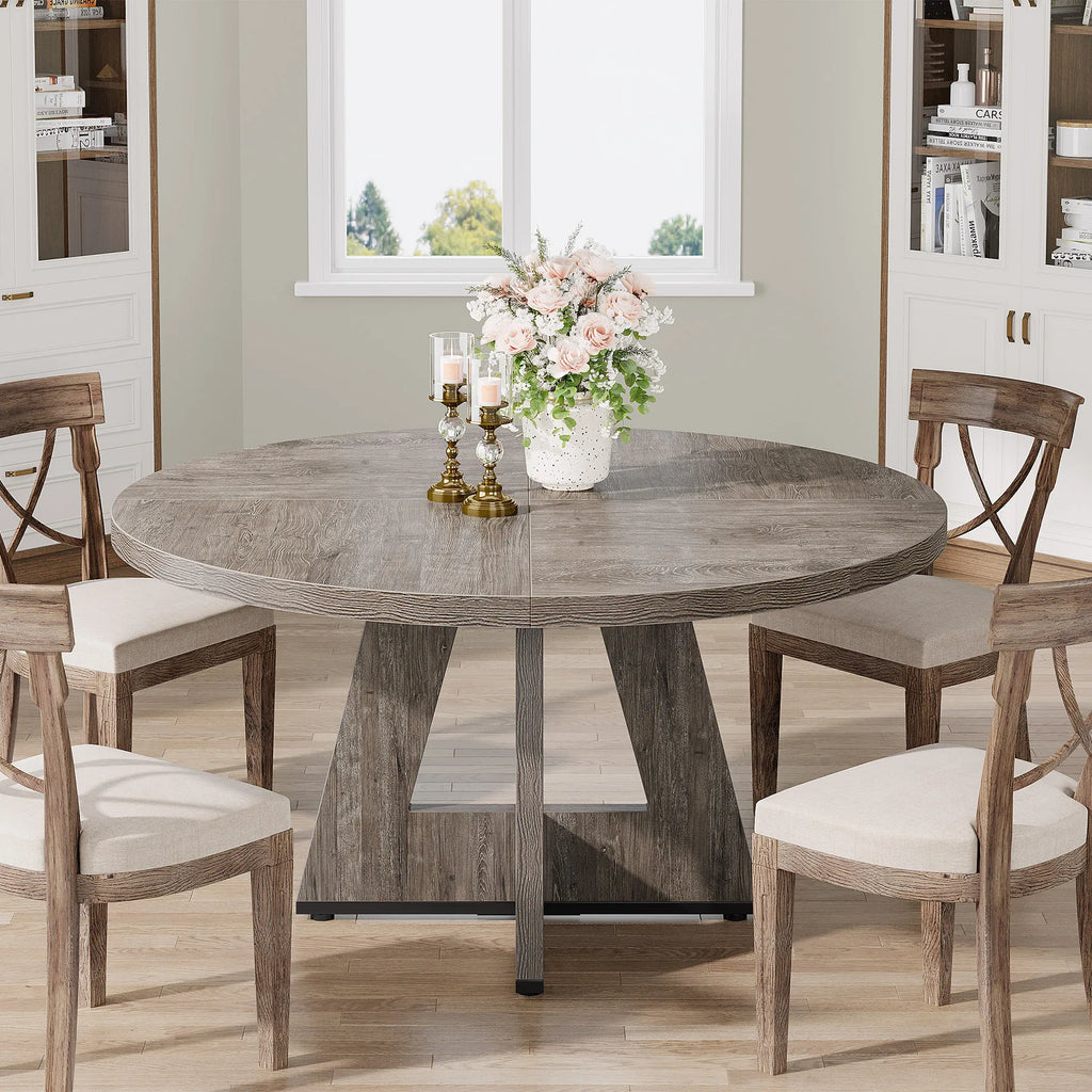 Bamboo Round Dining Table 47” – Eco-Friendly Farmhouse Table for 4–6 People