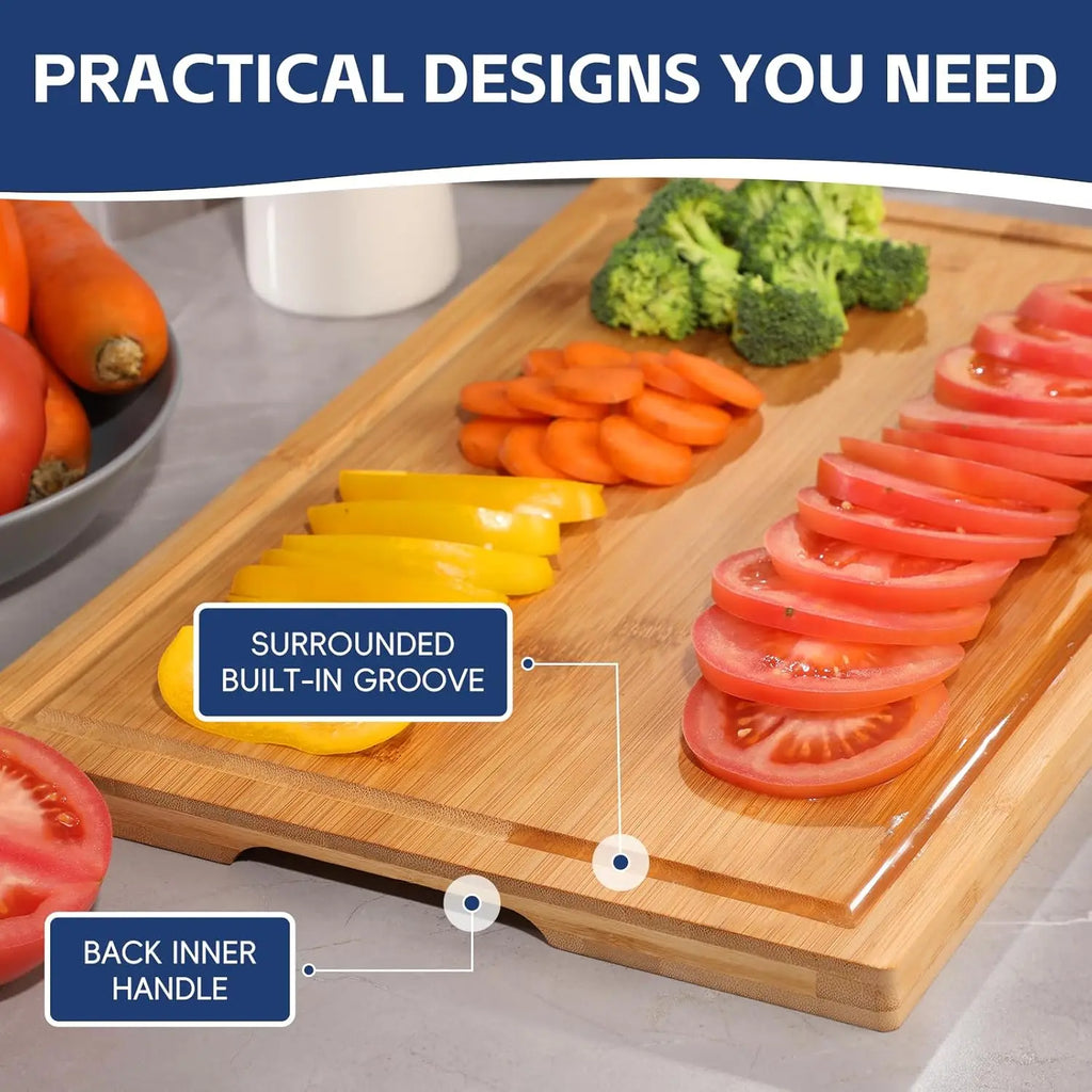 3-Piece Bamboo Cutting Board Set – Durable Wooden Kitchen Boards