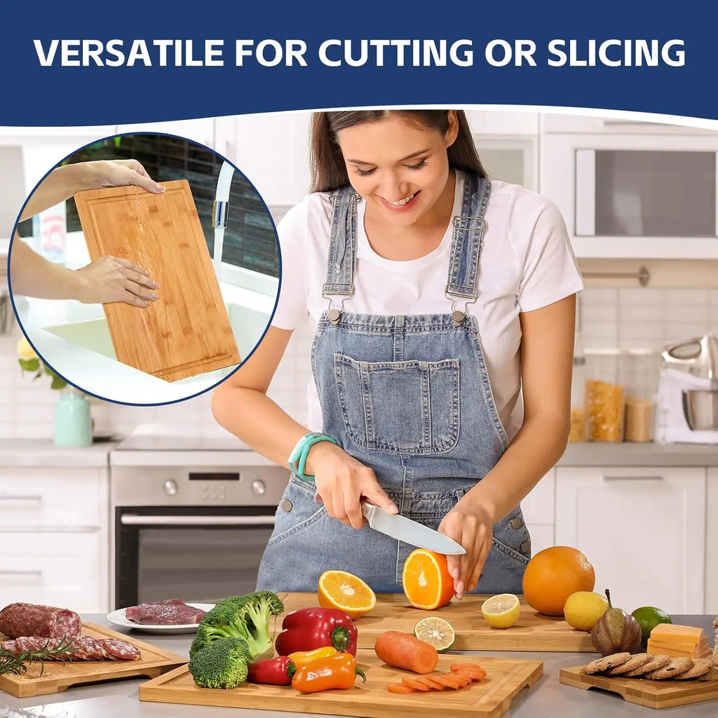 3-Piece Bamboo Cutting Board Set – Durable Wooden Kitchen Boards