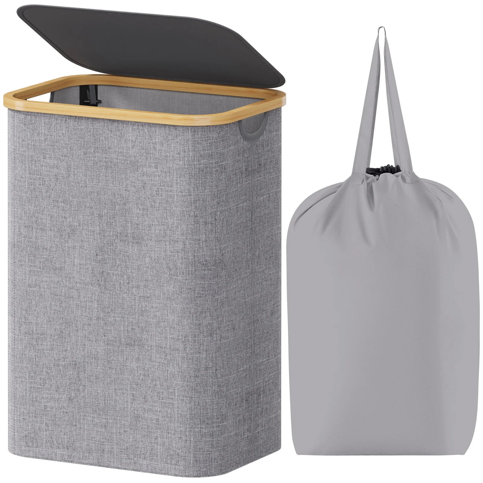 Laundry Basket with Lid – Large Clothes Hamper with Bamboo Handles for Laundry Room Organization