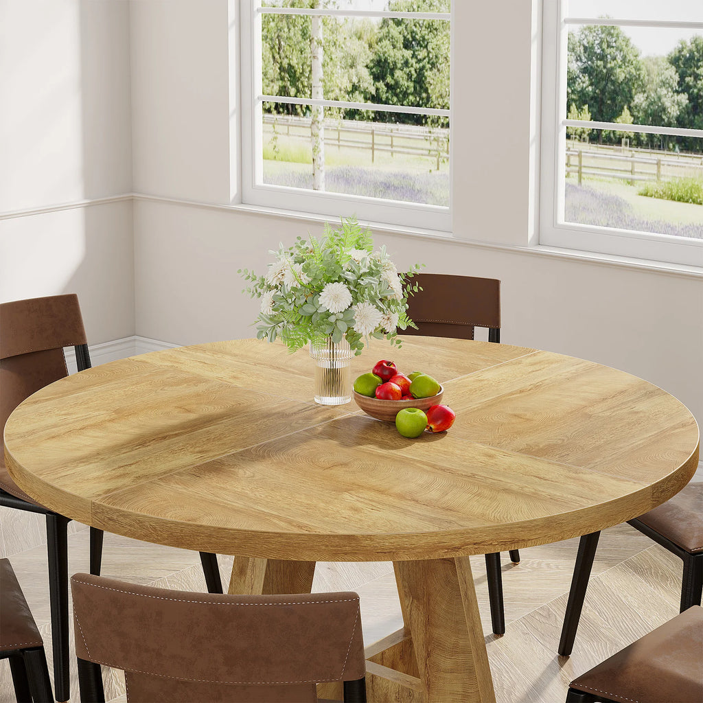 Bamboo Round Dining Table 47” – Eco-Friendly Farmhouse Table for 4–6 People