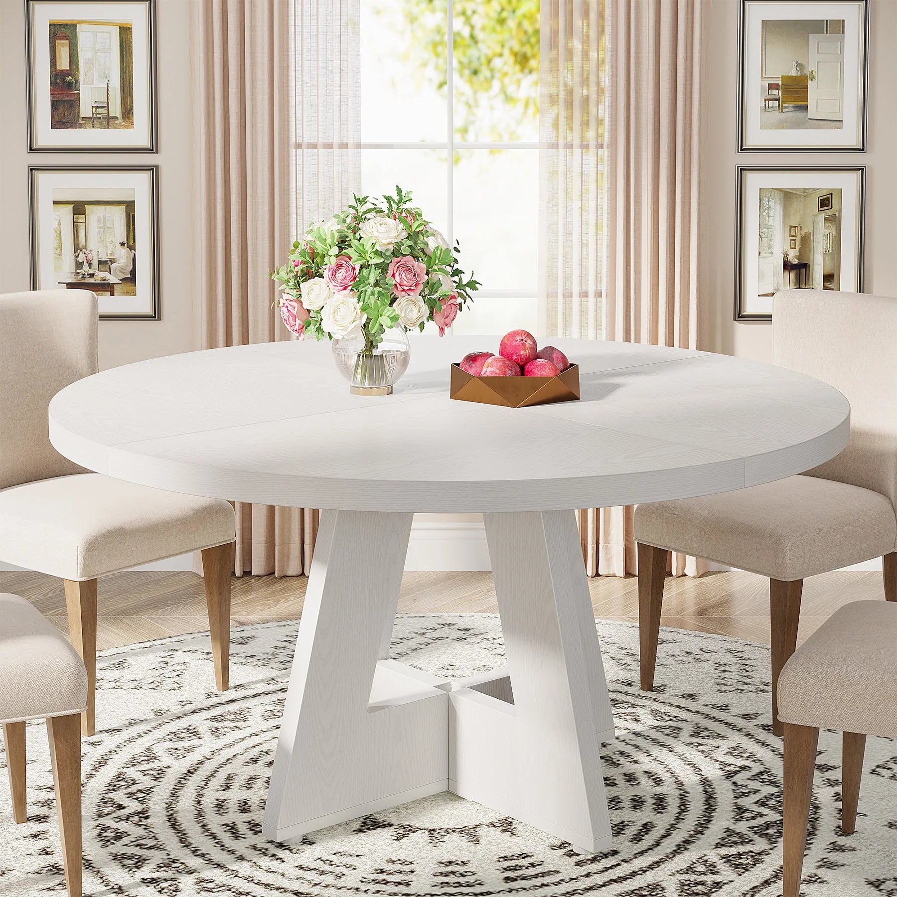 Bamboo Round Dining Table 47” – Eco-Friendly Farmhouse Table for 4–6 People