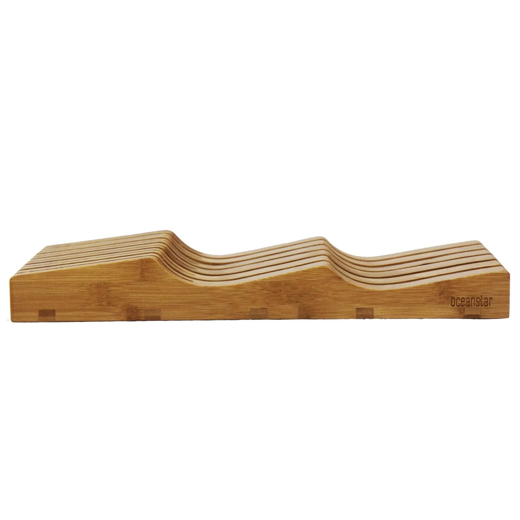 In-Drawer Bamboo Knife Organizer – Natural Wood, Space-Saving & Easy to Clean