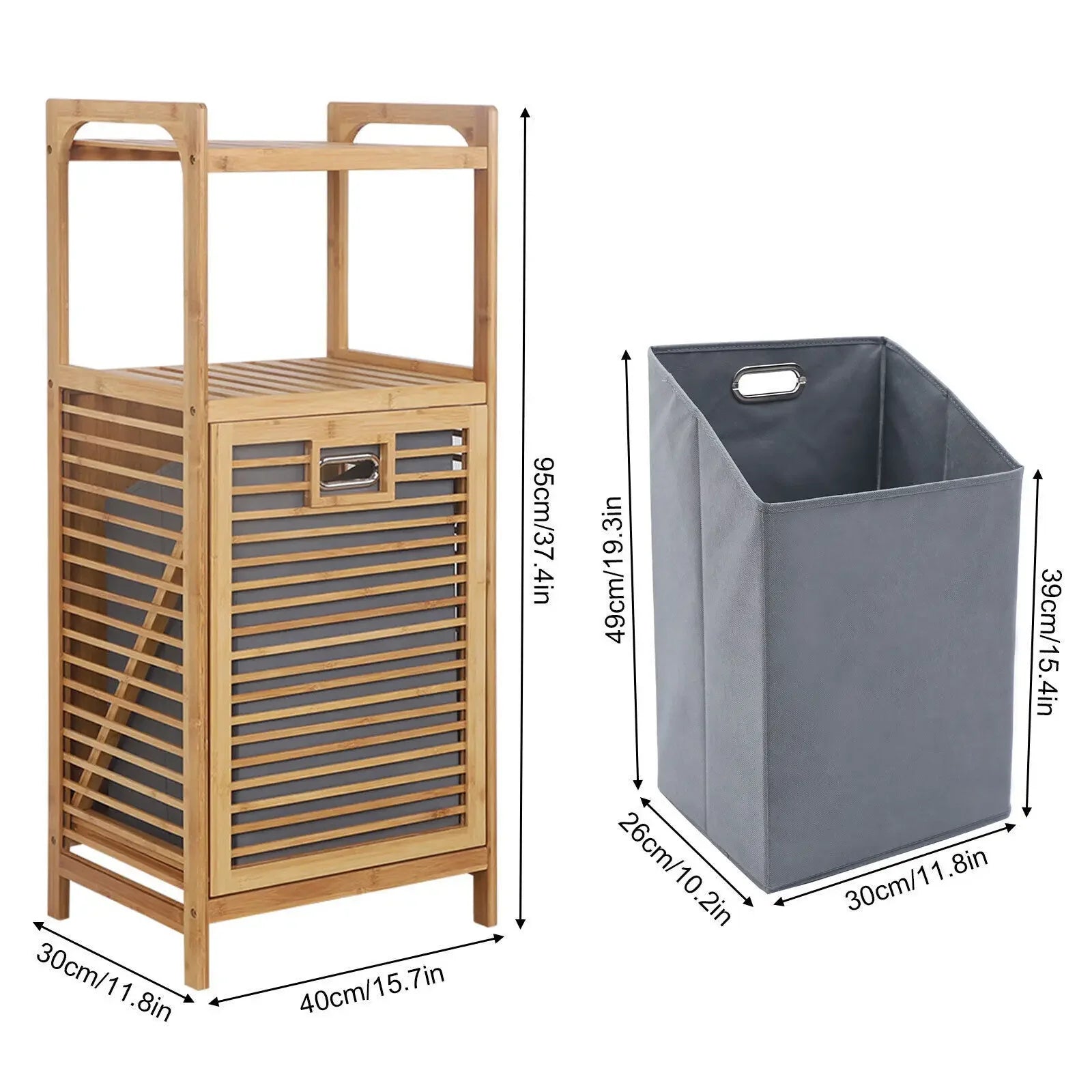 Tilt-Out Bamboo Laundry Cabinet – Space-Saving Laundry Hamper Cabinet for Bathroom & Laundry Room
