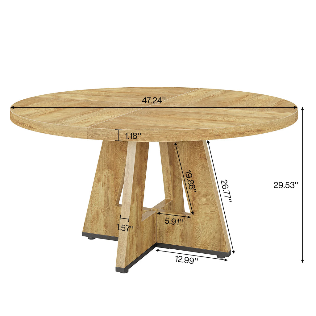 Bamboo Round Dining Table 47” – Eco-Friendly Farmhouse Table for 4–6 People