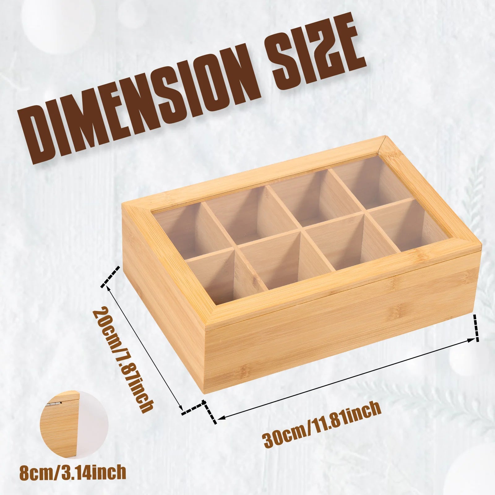 Bamboo Tea Bag Organizer with Acrylic Lid – Multi-Compartment Tea Storage Box