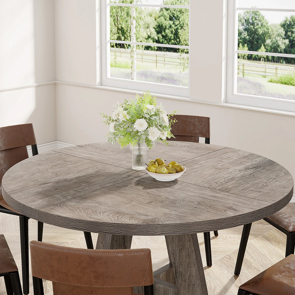 Bamboo Round Dining Table 47” – Eco-Friendly Farmhouse Table for 4–6 People