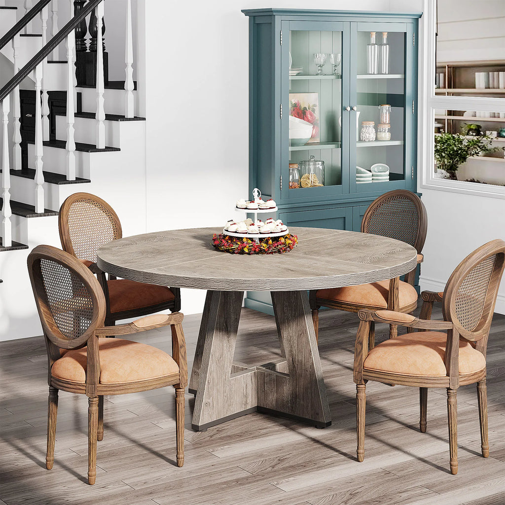 Bamboo Round Dining Table 47” – Eco-Friendly Farmhouse Table for 4–6 People