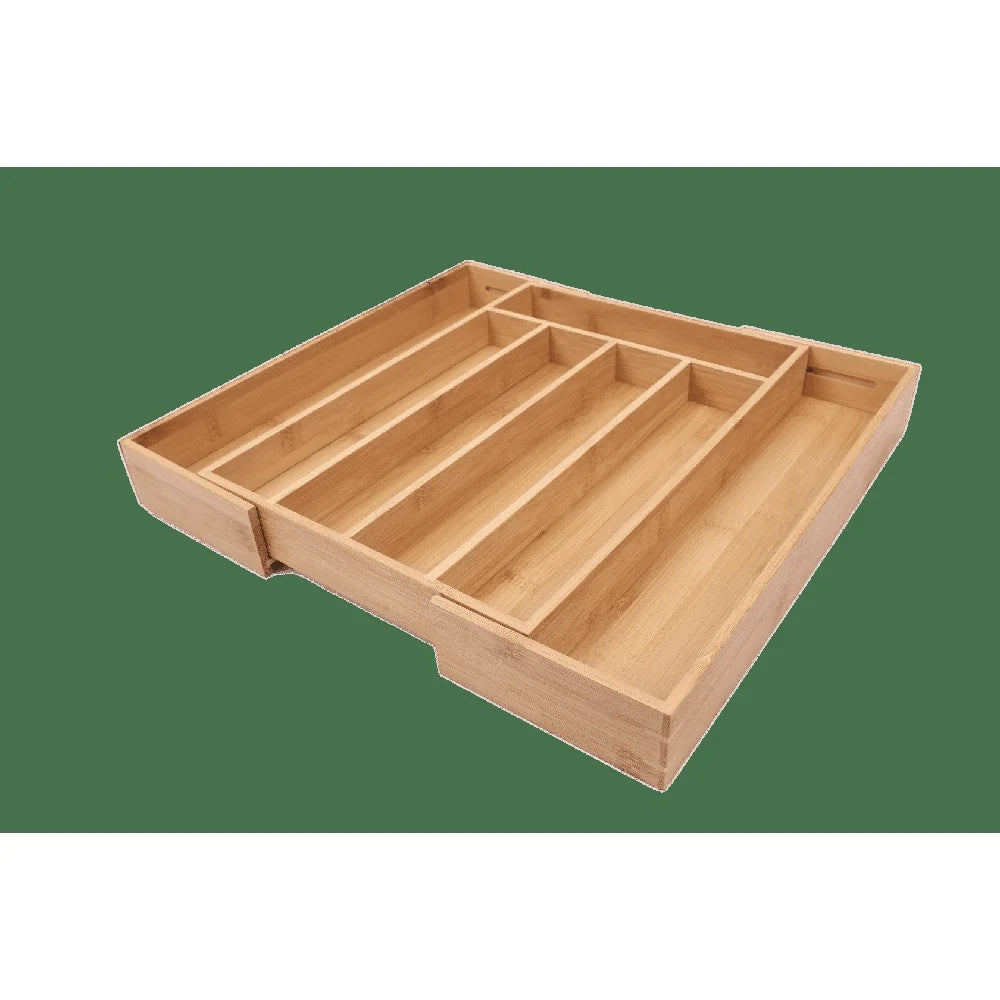 Bamboo Drawer Cutlery Organizer – Adjustable Utensil Tray
