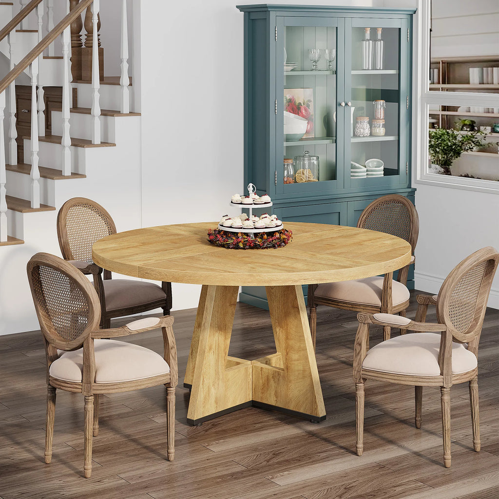 Bamboo Round Dining Table 47” – Eco-Friendly Farmhouse Table for 4–6 People