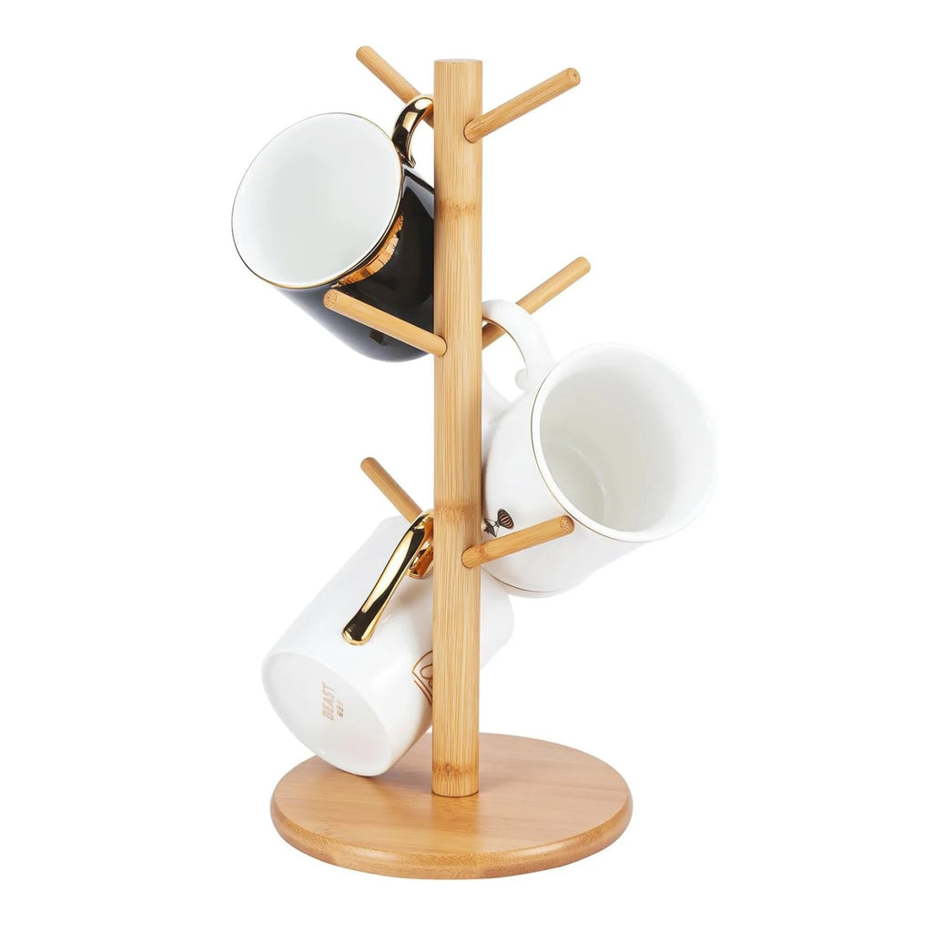 Bamboo Coffee Mug Holder – 6-Hook Countertop Cup Stand
