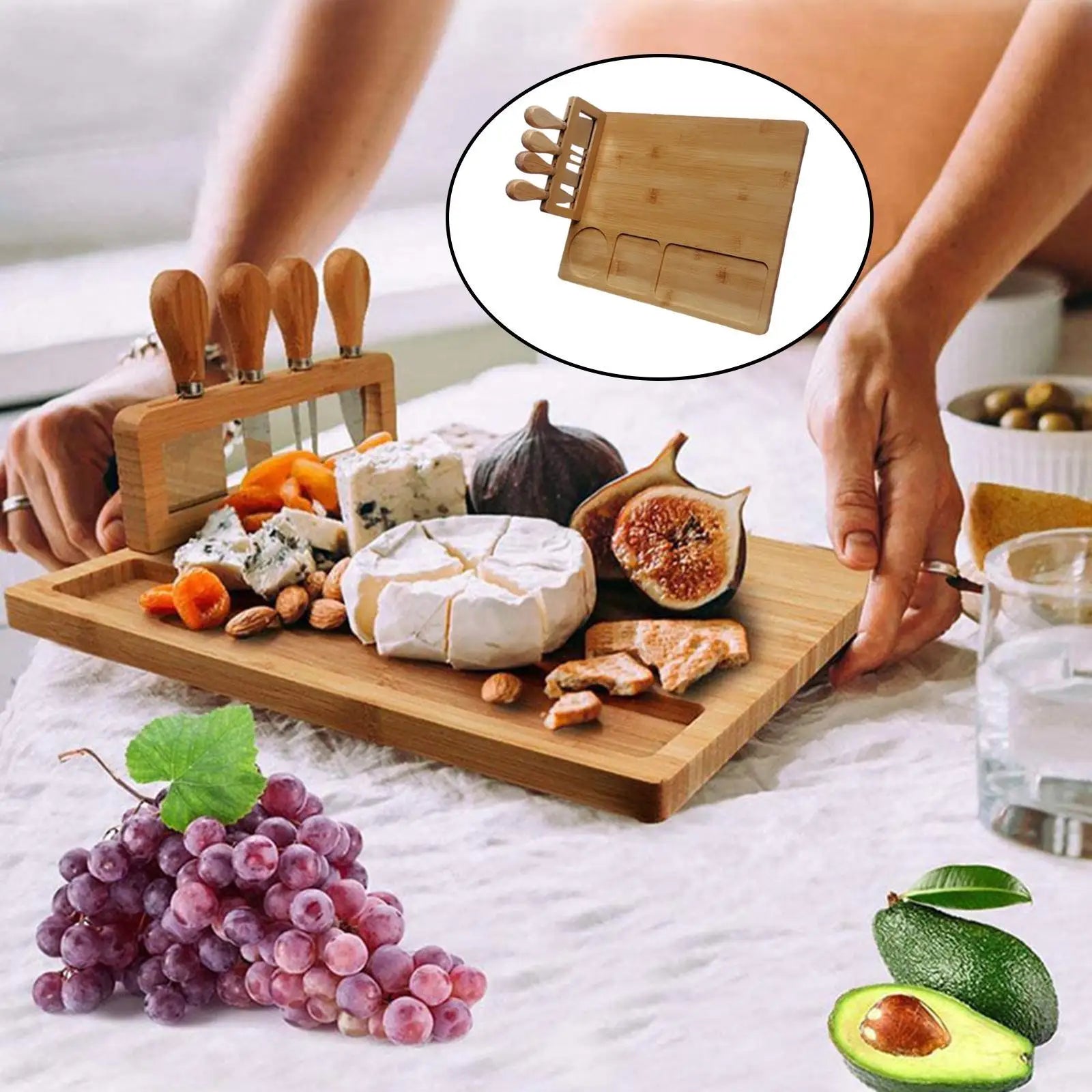 Rectangle Bamboo Cheese Board Set – Premium Charcuterie and Serving Board