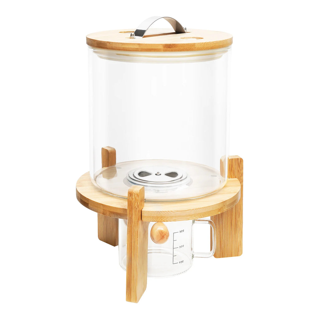 5L Glass Cereal Dispenser with Bamboo Lid – Airtight Food Storage Container for Rice, Coffee & Dry Foods