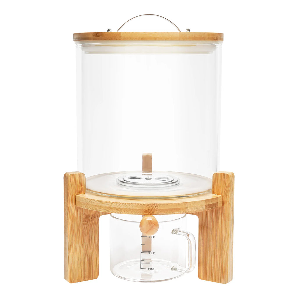 5L Glass Cereal Dispenser with Bamboo Lid – Airtight Food Storage Container for Rice, Coffee & Dry Foods