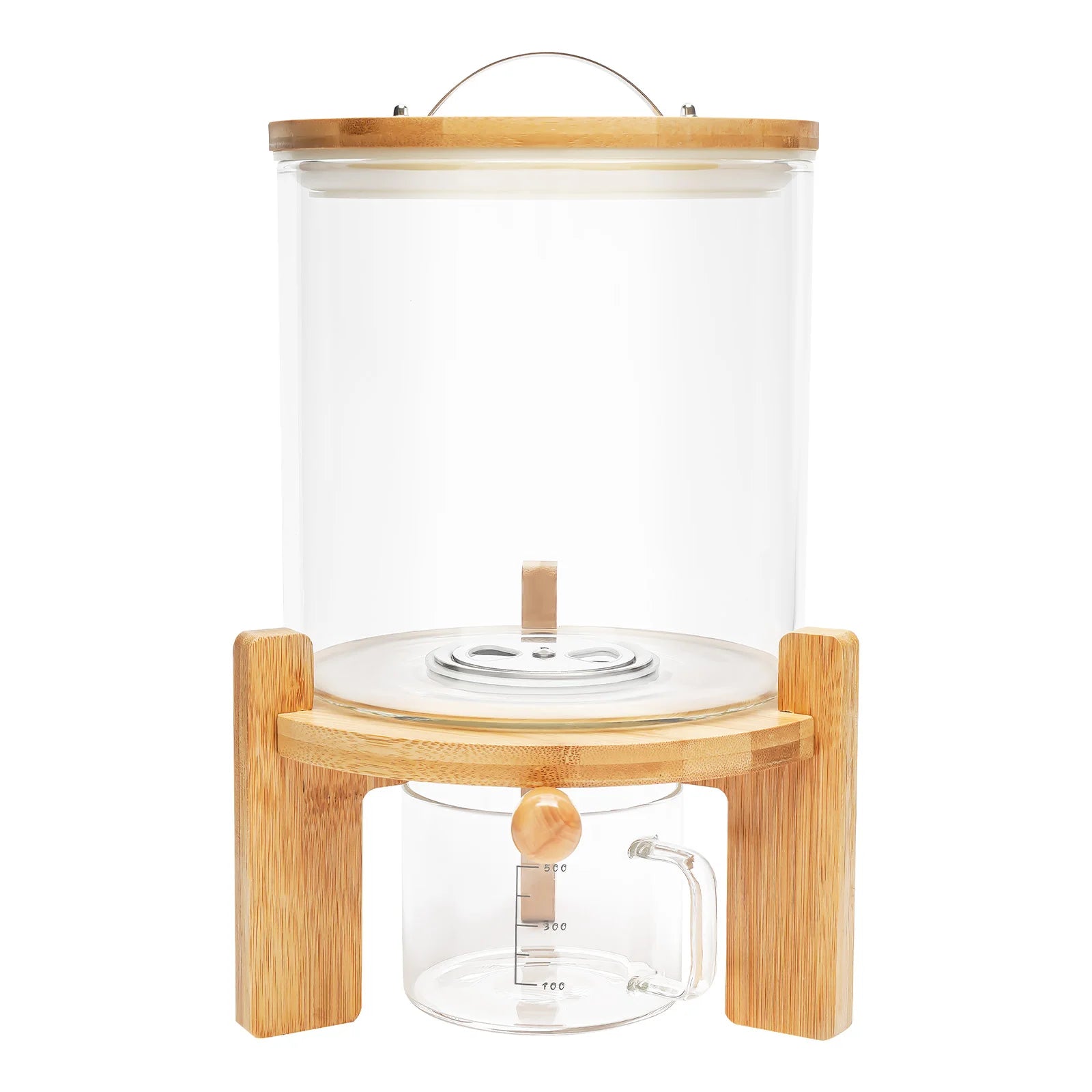 5L Glass Cereal Dispenser with Bamboo Lid – Airtight Food Storage Container for Rice, Coffee & Dry Foods