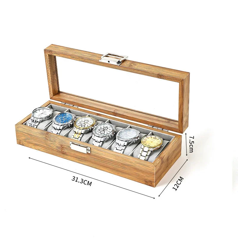 Bamboo Watch Storage Box – Premium Organizer for 3–12 Watches