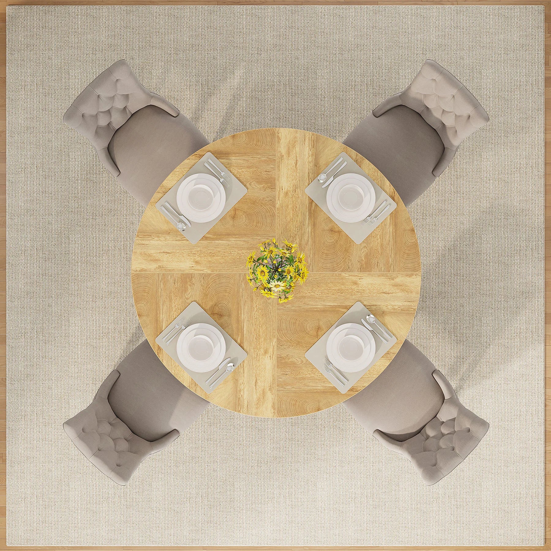 Bamboo Round Dining Table 47” – Eco-Friendly Farmhouse Table for 4–6 People