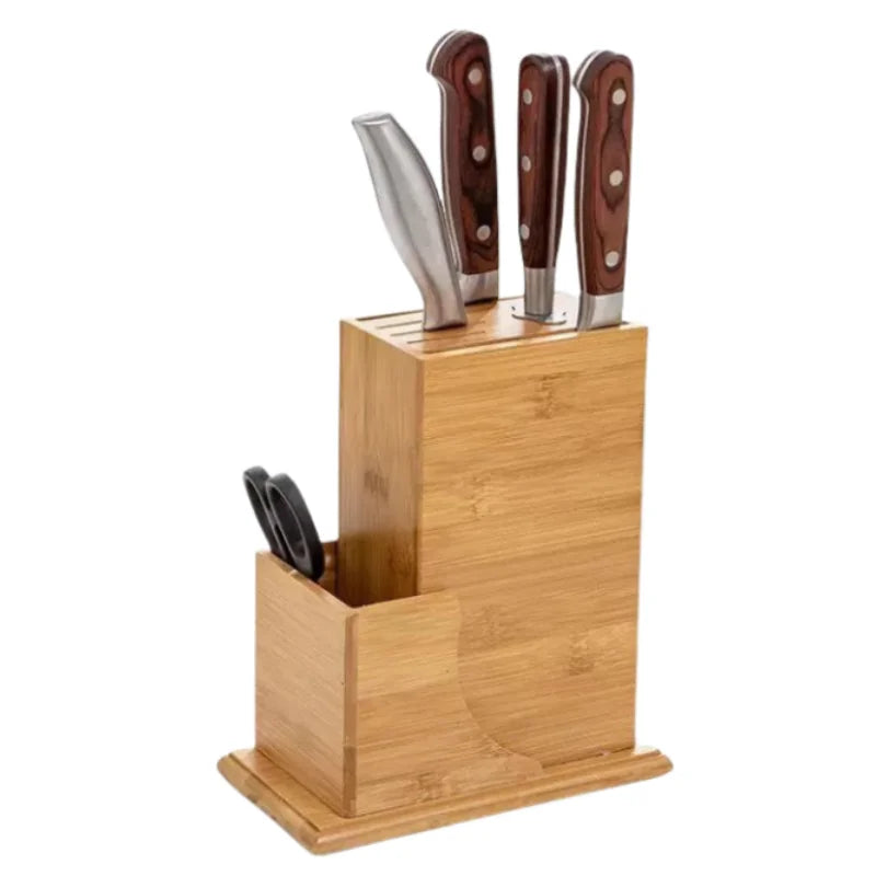 Bamboo Knife Storage Block without Knives, 7 Slots Universal Knife Holder Countertop Butcher Block Knife Stand for Easy Kitchen