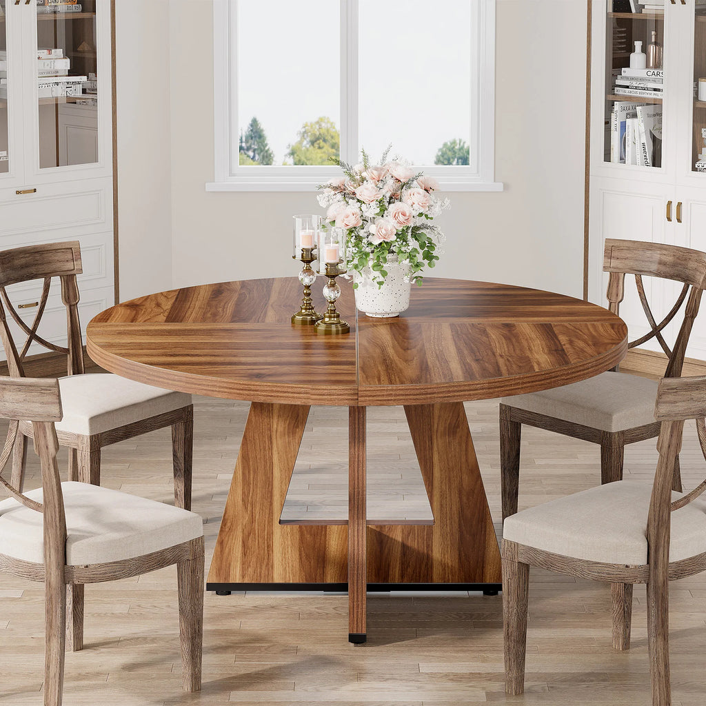 Bamboo Round Dining Table 47” – Eco-Friendly Farmhouse Table for 4–6 People