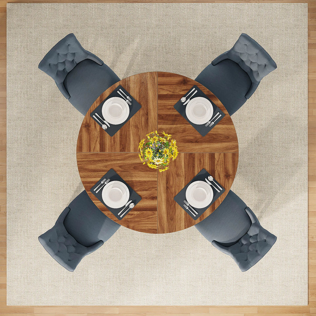 Bamboo Round Dining Table 47” – Eco-Friendly Farmhouse Table for 4–6 People