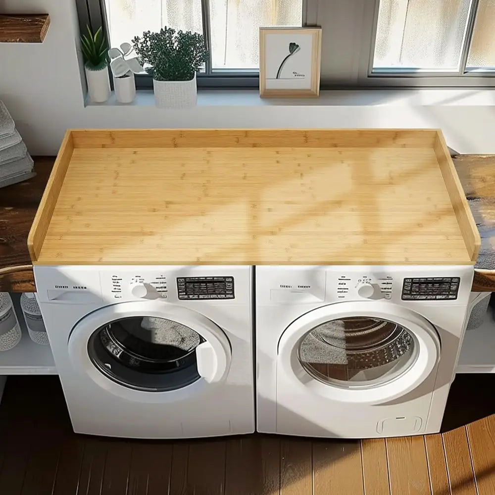 Bamboo Laundry Room Countertop – 27.5 x 54 Inch Solid Bamboo Work Surface for Washer and Dryer