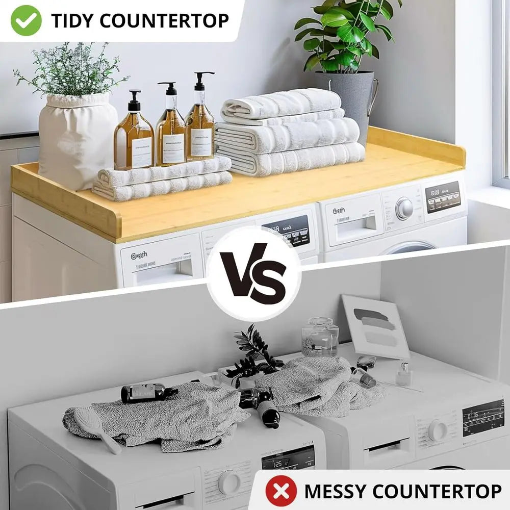 Bamboo Laundry Room Countertop – 27.5 x 54 Inch Solid Bamboo Work Surface for Washer and Dryer