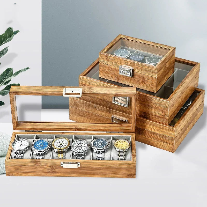 Bamboo Watch Storage Box – Premium Organizer for 3–12 Watches