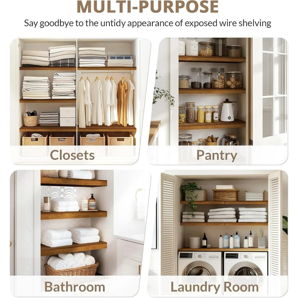 Bamboo Covers for Wire Shelves – Set of 4 | Pantry & Closet Shelf Covers