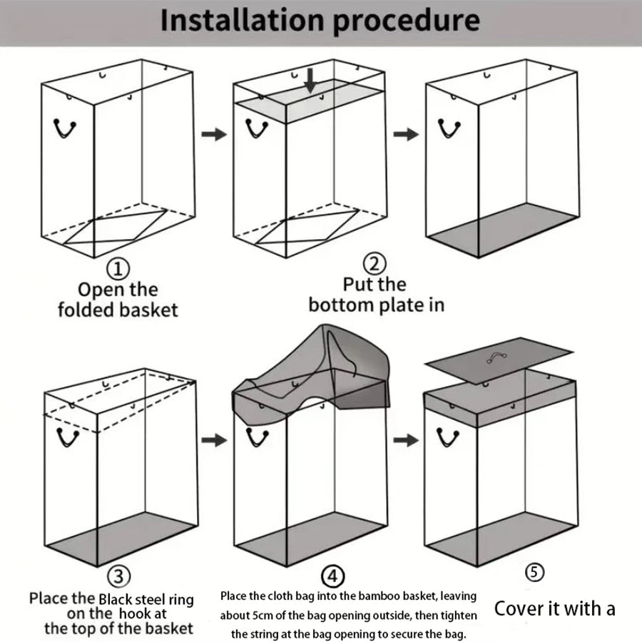 Foldable Bamboo Storage Basket – Collapsible Organizer for Laundry, Towels & Home Storage