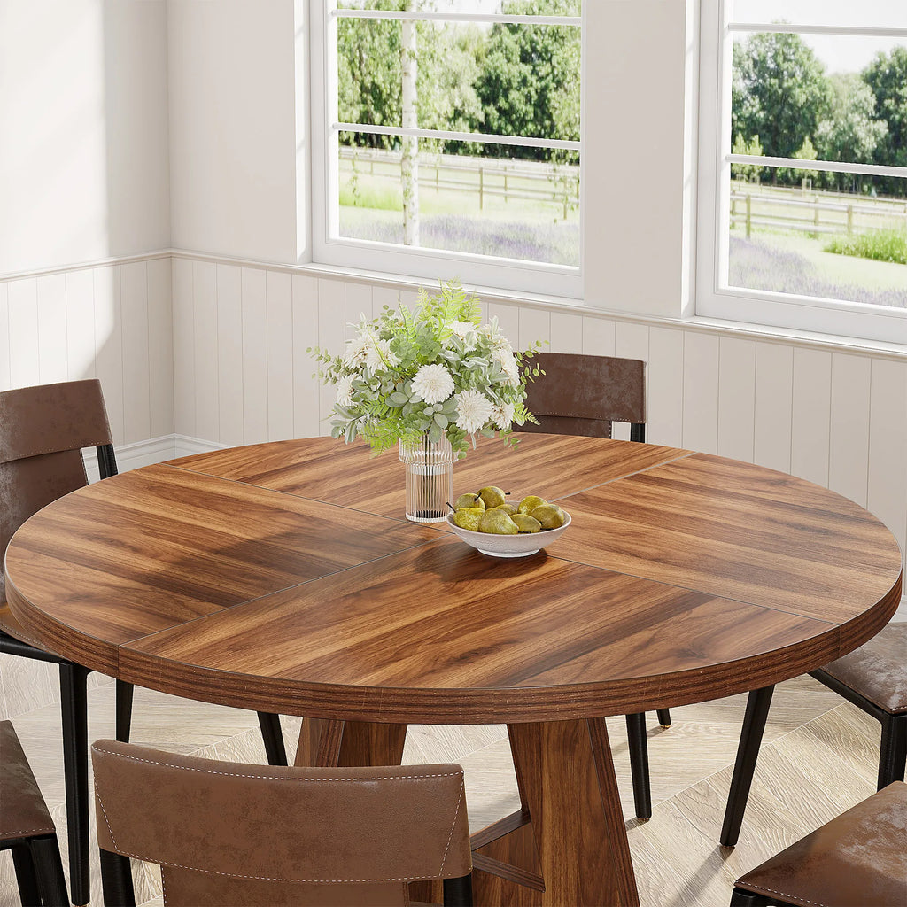 Bamboo Round Dining Table 47” – Eco-Friendly Farmhouse Table for 4–6 People
