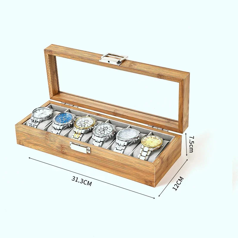 Bamboo Watch Storage Box – Premium Organizer for 3–12 Watches
