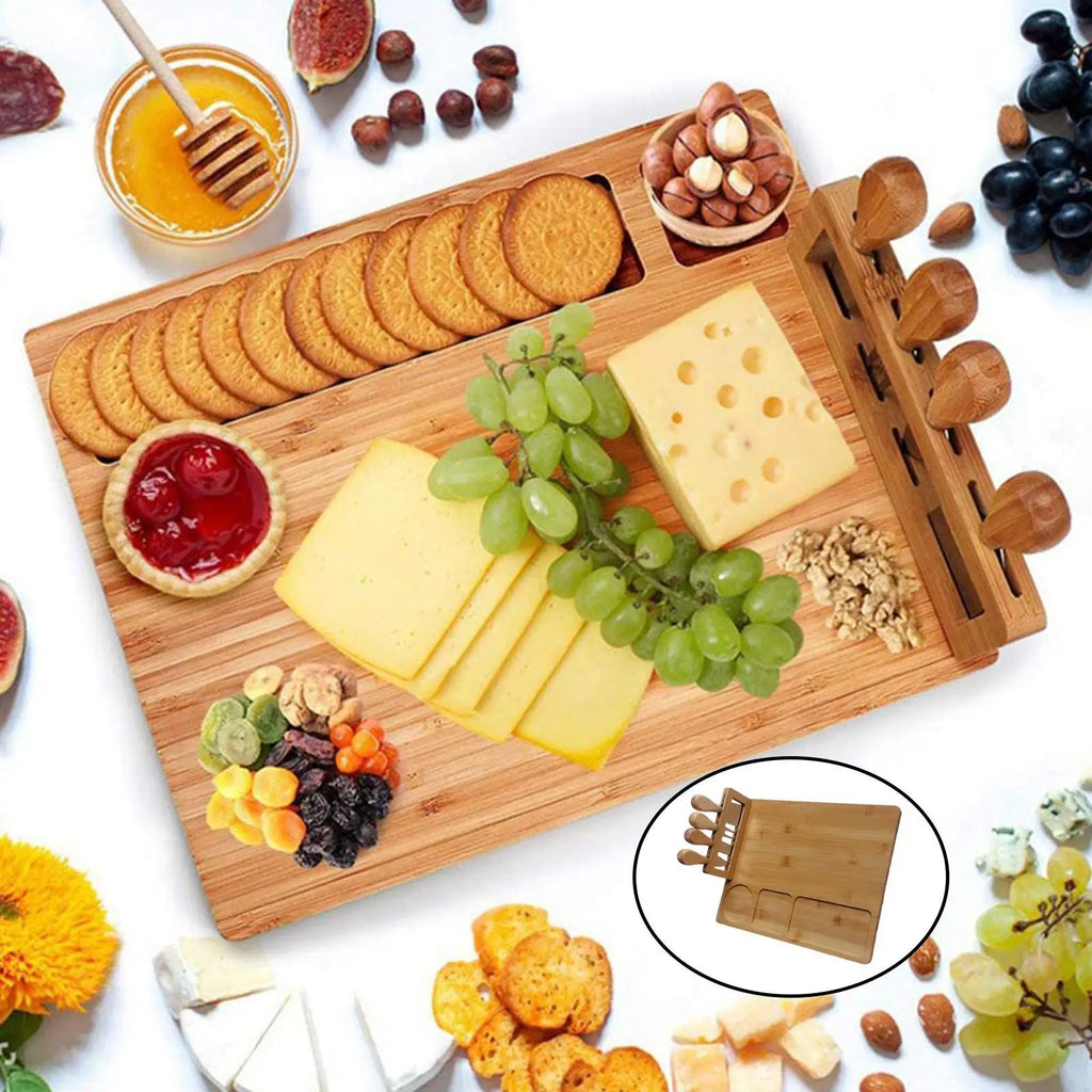 Rectangle Bamboo Cheese Board Set – Premium Charcuterie and Serving Board