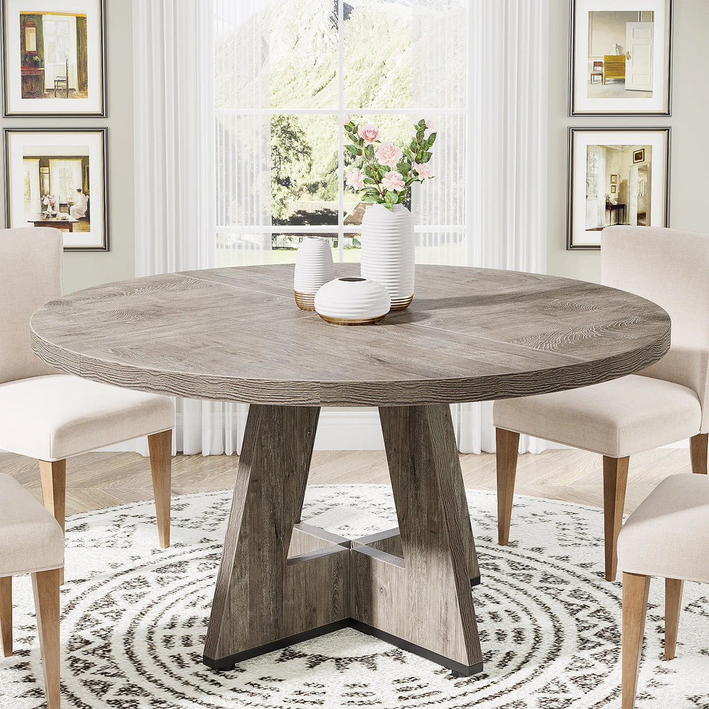 Bamboo Round Dining Table 47” – Eco-Friendly Farmhouse Table for 4–6 People