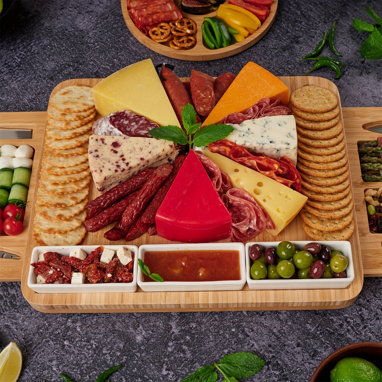 Bamboo cheese board set