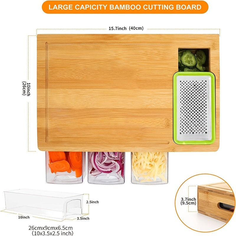 Bamboo cutting board with trays